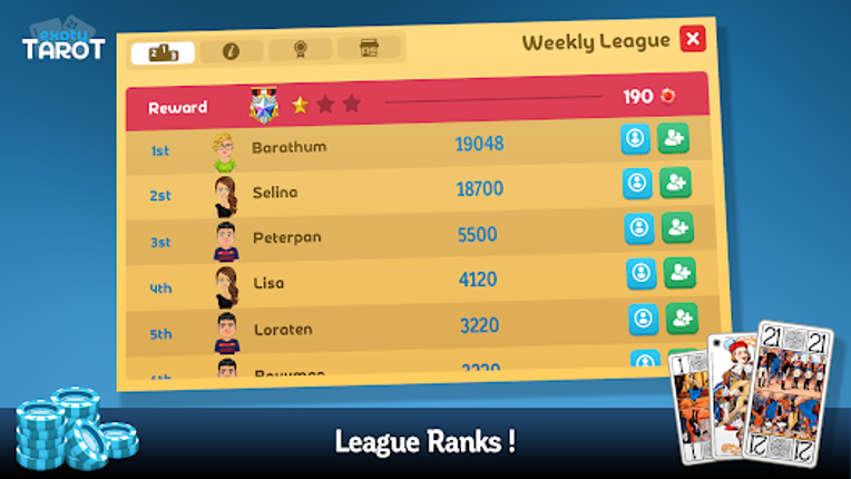 Exoty Tarot online at 3, 4, 5 screenshot