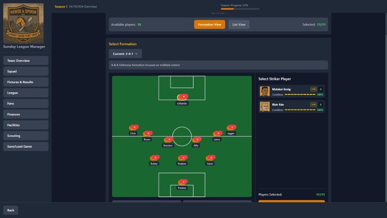 Sunday League Manager: Horse & Spoon screenshot