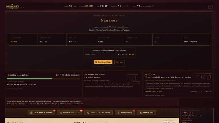 NOW SHOWING: A Cinema Programming Game Image
