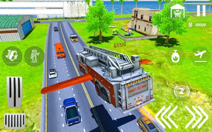Flying Robot Fire Truck Game Image