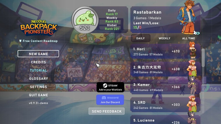 NEODUEL: Backpack Monsters screenshot