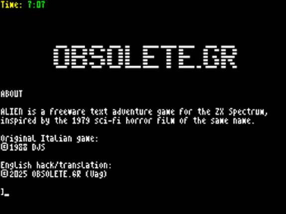 Alien English translation/hack screenshot