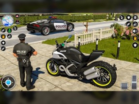 US Police Moto Bike Car Chase Image