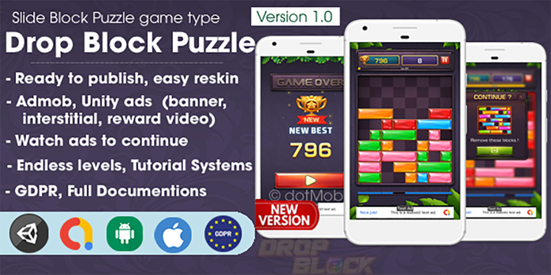 Drop Block Puzzle Unity Source Code Game Cover