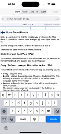 WordsFinderPro Suomi/Finnish screenshot
