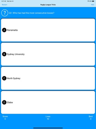 Rugby League Trivia screenshot