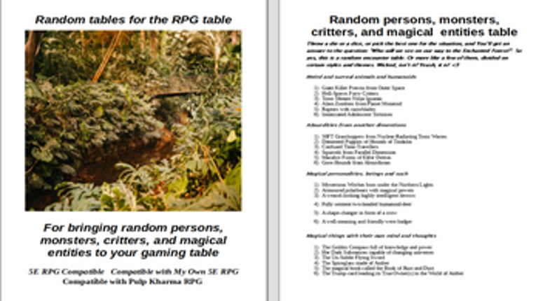 Random tables for the RPG table Image