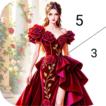 Gown Dress Paint by Numbers Image