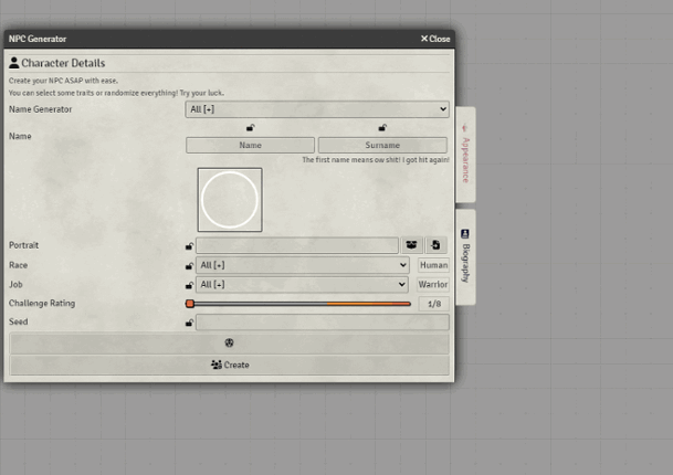 NPC Generator for 5e - Foundry VTT Module screenshot
