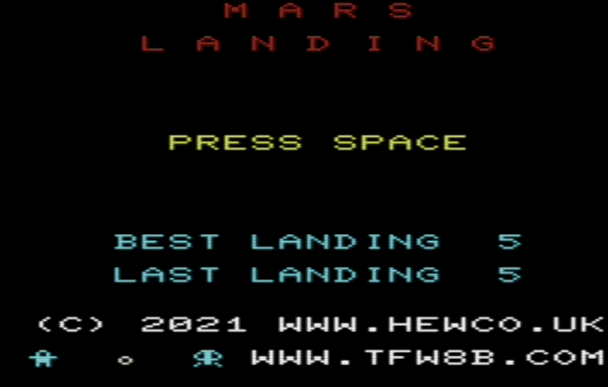 Mars Landing (Vic20) Game Cover