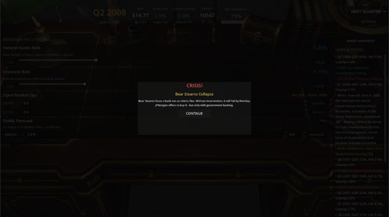 Federal Reserve Simulator screenshot