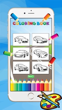 Super Car Coloring Book - Vehicle drawing for kid free game, Paint and color games HD for good kid screenshot