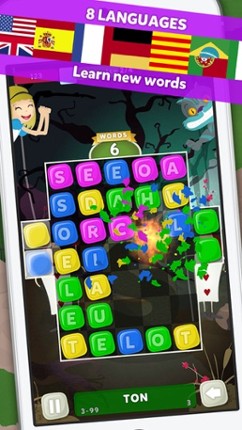 Wuzzle: Words with color match game to play with letters in a new original way incuding awsome wordsearch, anagrams and good educational board mini games to learn spelling and vocabulary. Free! screenshot